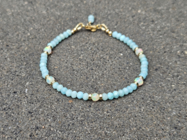 Larimar en opaal armband     925 sterling zilver   -   14k goldfilled