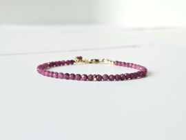 Robijn kralen armband , 14k goldfilled & 925 sterling zilver