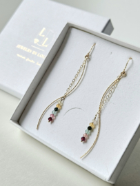 Tourmaline gemstone earrings, 14k goldfilled