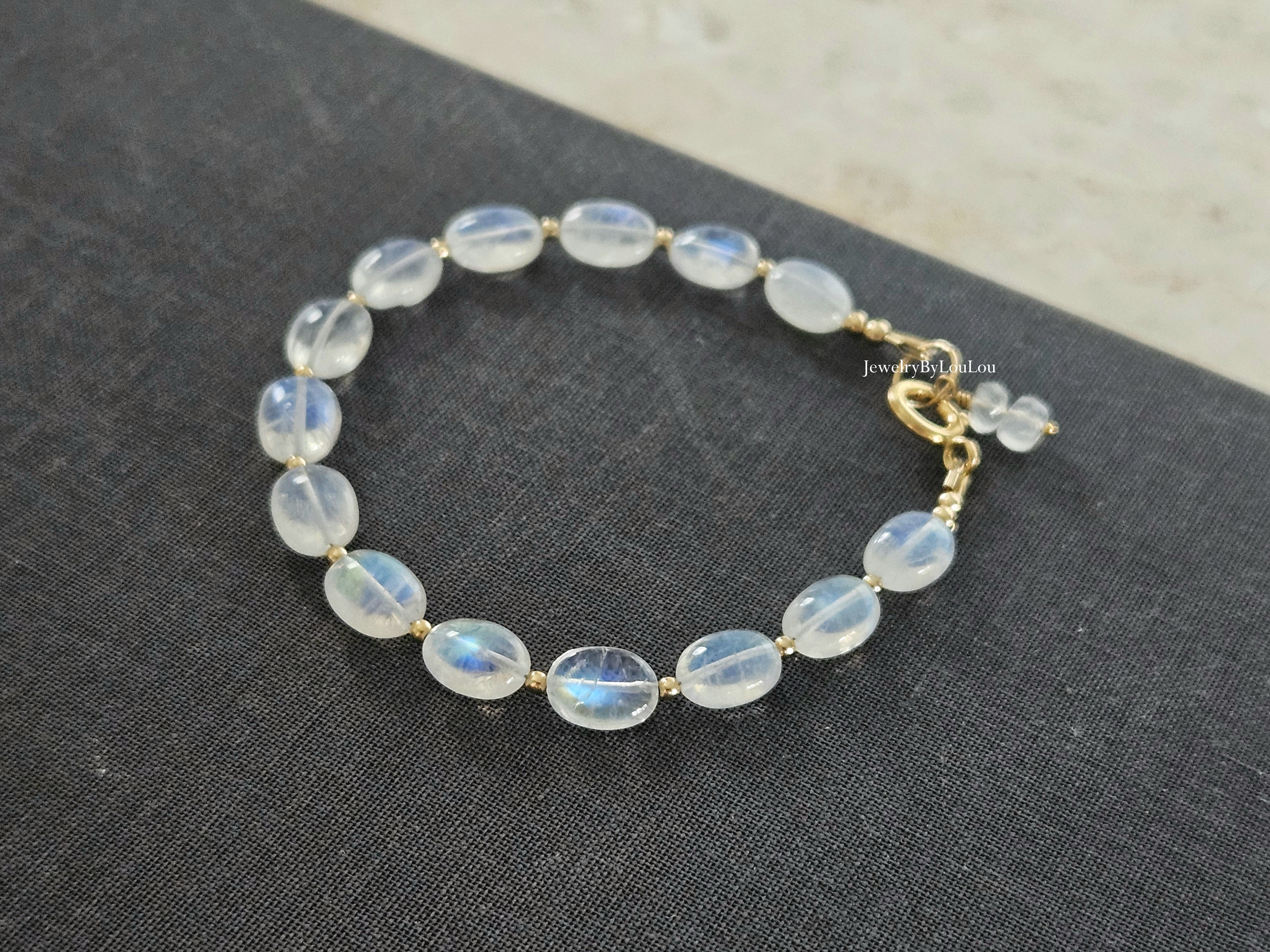 AAA+ Moonstone bracelet, 14k goldfilled & 925 sterling silver