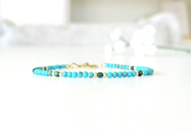 Arizona Turquoise and Malachite beaded bracelet 14k goldfilled - 925 sterling silver