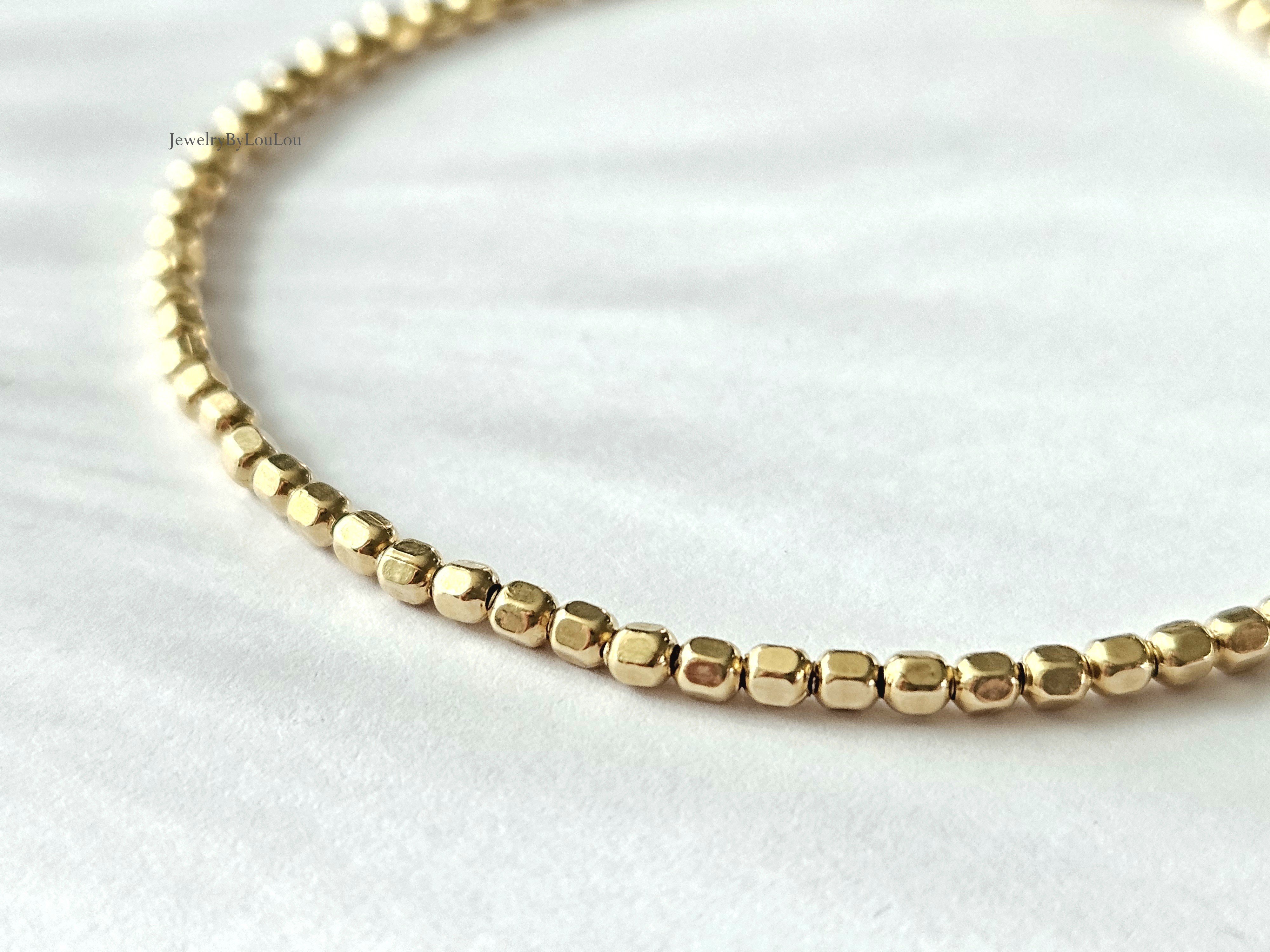 14k goldfilled kralen armband facet geslepen 2mm, leverbaar met sluiting - elastiek