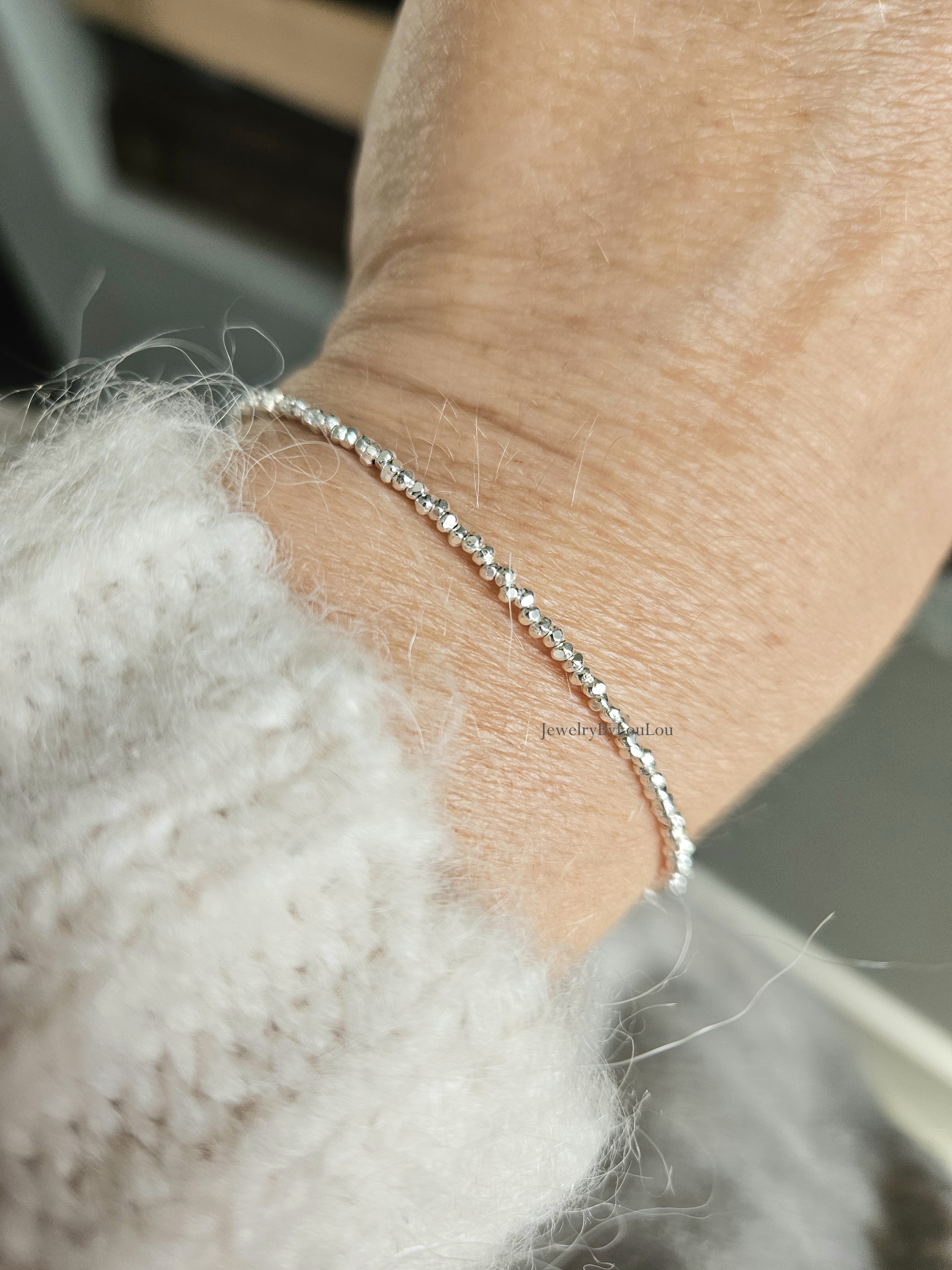 925 sterling zilveren Hill Tribe kralen armband, leverbaar met sluiting - elstiek