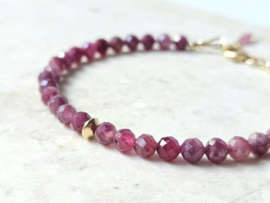 Roze Rubelliet Toermalijn armband, 14k goldfilled & 925 sterling zilver