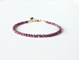 Robijn kralen armband , 14k goldfilled & 925 sterling zilver