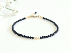 Black Onyx gemstone beaded bracelet, available in 14k goldfilled & 925 sterling silver