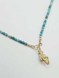 Turquoise kralen ketting, leverbaar 14k goldfilled - 925 sterling zilver