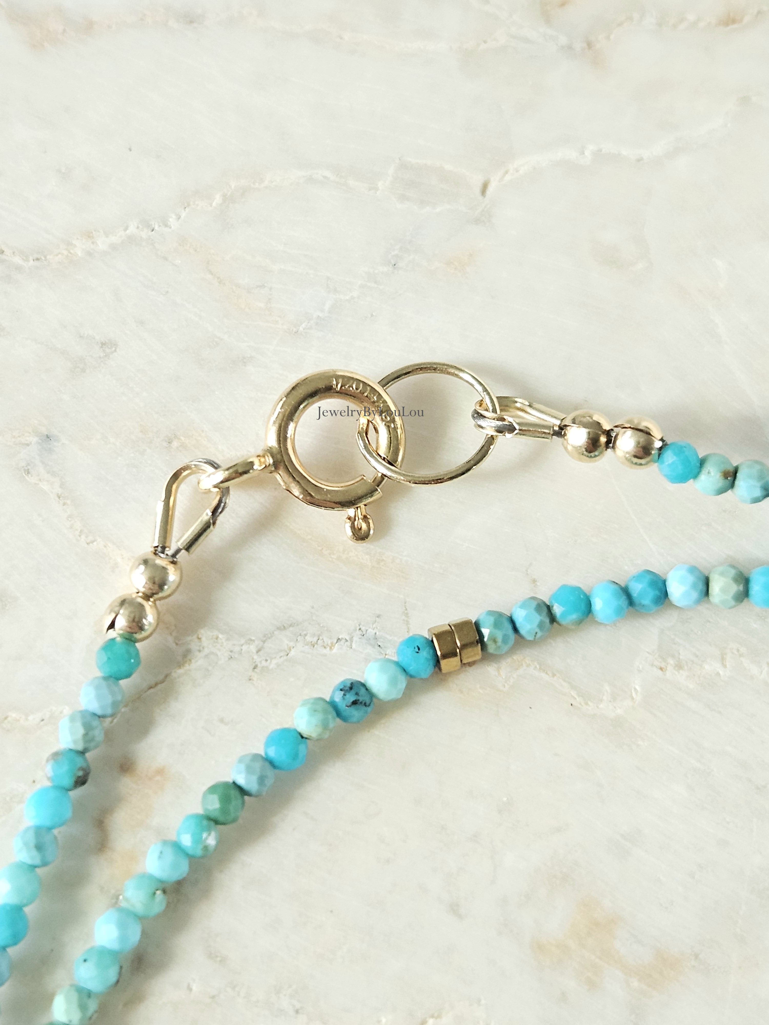 Arizona Turquoise beaded necklace, 14k goldfilled - 925 sterling silver