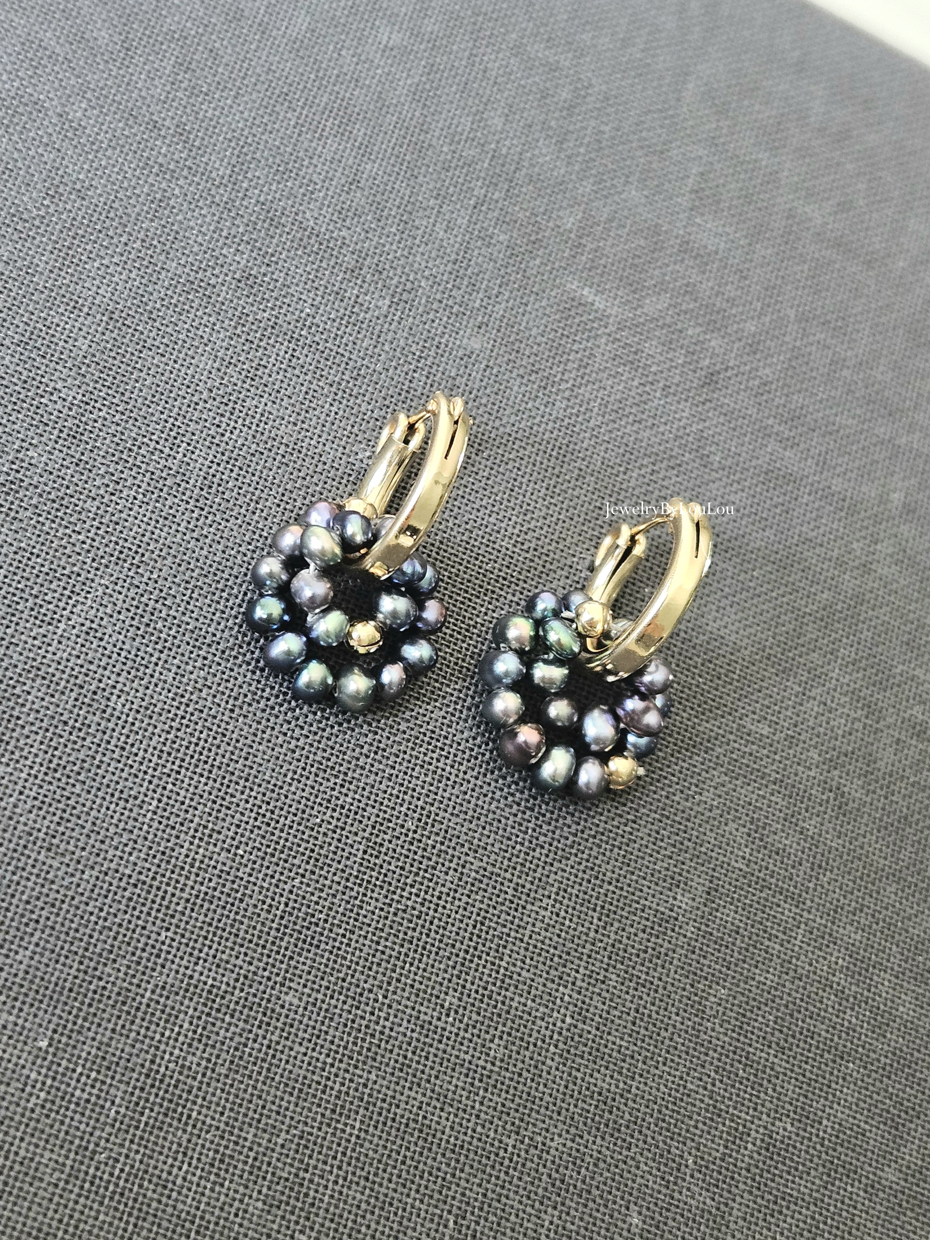 Peacock zoetwaterparel creolen oorringen  14k goldfilled - 925 sterling zilver