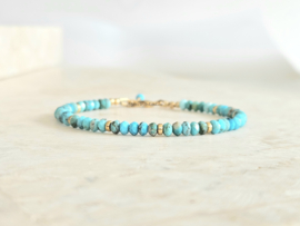 Turquoise beaded bracelet, 14k goldfilled - 925 sterling silver