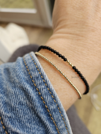 Black Onyx gemstone beaded bracelet, available in 14k goldfilled & 925 sterling silver