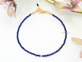 Lapis Lazuli  kralen armband, leverbaar 14k goldfilled - 925 sterling zilver