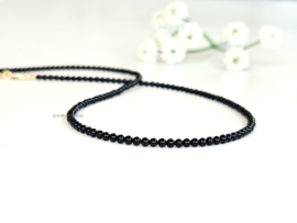 Black Onyx beaded necklace 14k goldfilled - 925 sterling silver