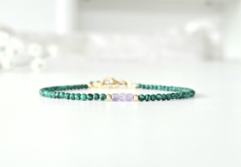 Malachite amethyst bracelet 14k goldfilled  - 925 sterling silver