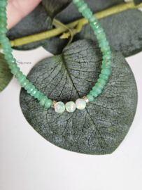 Chrysopraas en Ethiopische Opaal kralen armband, leverbaar 14k goldfilled - 925 sterling zilver