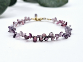 Zeldzame lavendel Spinel edelstenen kralen armband, leverbaar  in 14k goldfilled & 925 sterling zilver