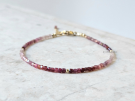 Multi Spinel beaded bracelet, 2mm, 925 sterling silver - 14k gold-filled