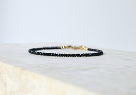 Fijn zwart Spinel kralen armband, 14k goldfilled - 925 sterling zilver