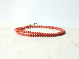 Italian Coral bead necklace 3mm, 14k gold-filled - 925 sterling silver