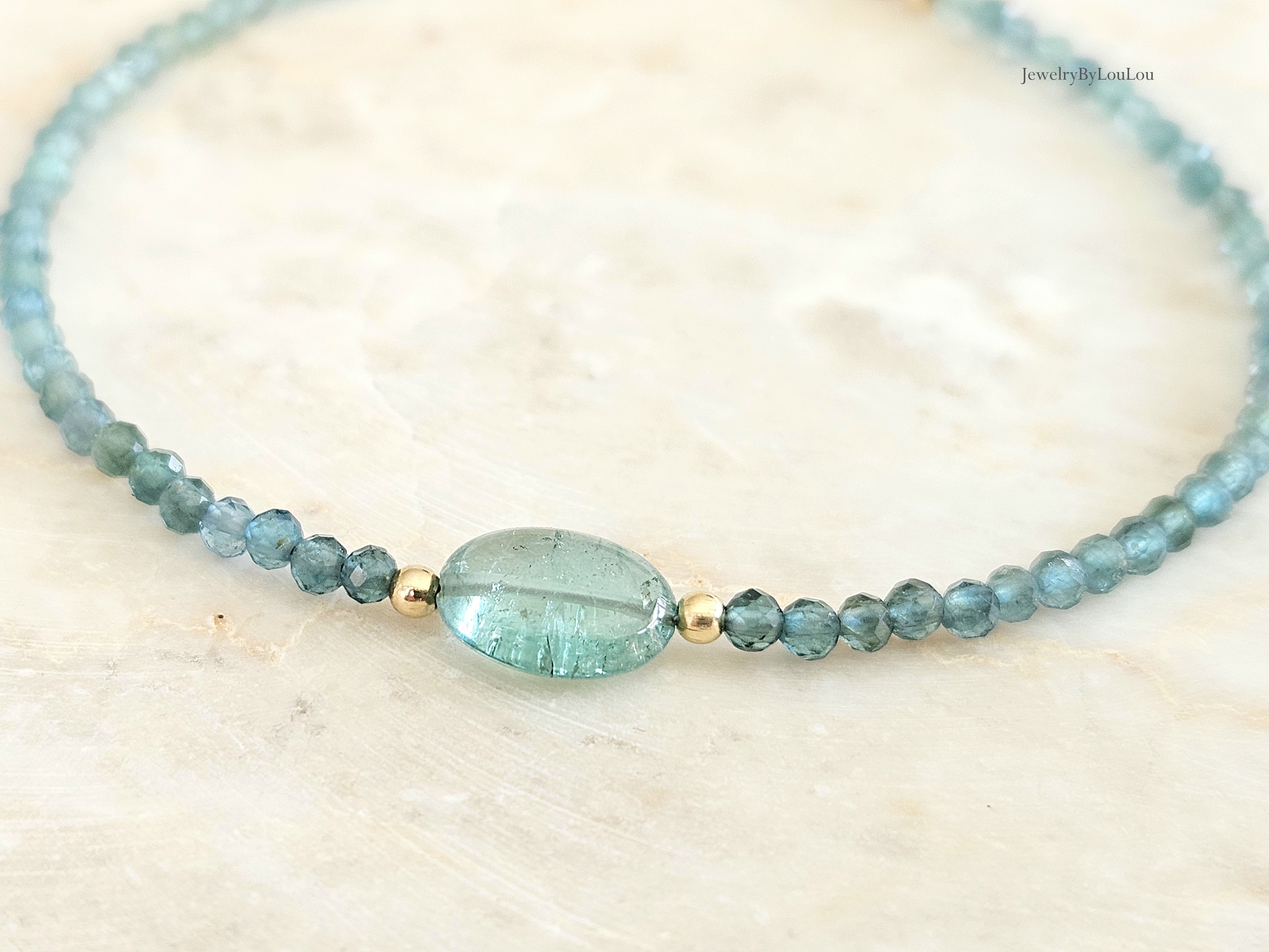 Indicolite tourmaline bracelet 925 sterling silver - 14k goldfilled