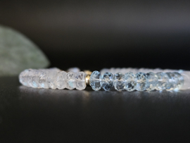 Moonstone and aquamarine bracelet, 14k goldfilled & 925 sterling silver