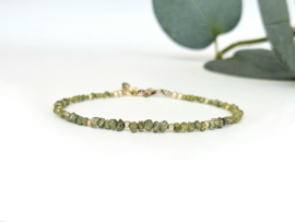 Ruwe groene diamant armband     925 sterling zilver   -   14k goldfilled