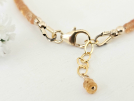 Gele Saffier edelstenen kralen armband, 14k goldfilled - 925 sterling zilver