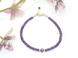 Amethyst and freshwater pearl bracelet 925 sterling silver - 14k goldfilled