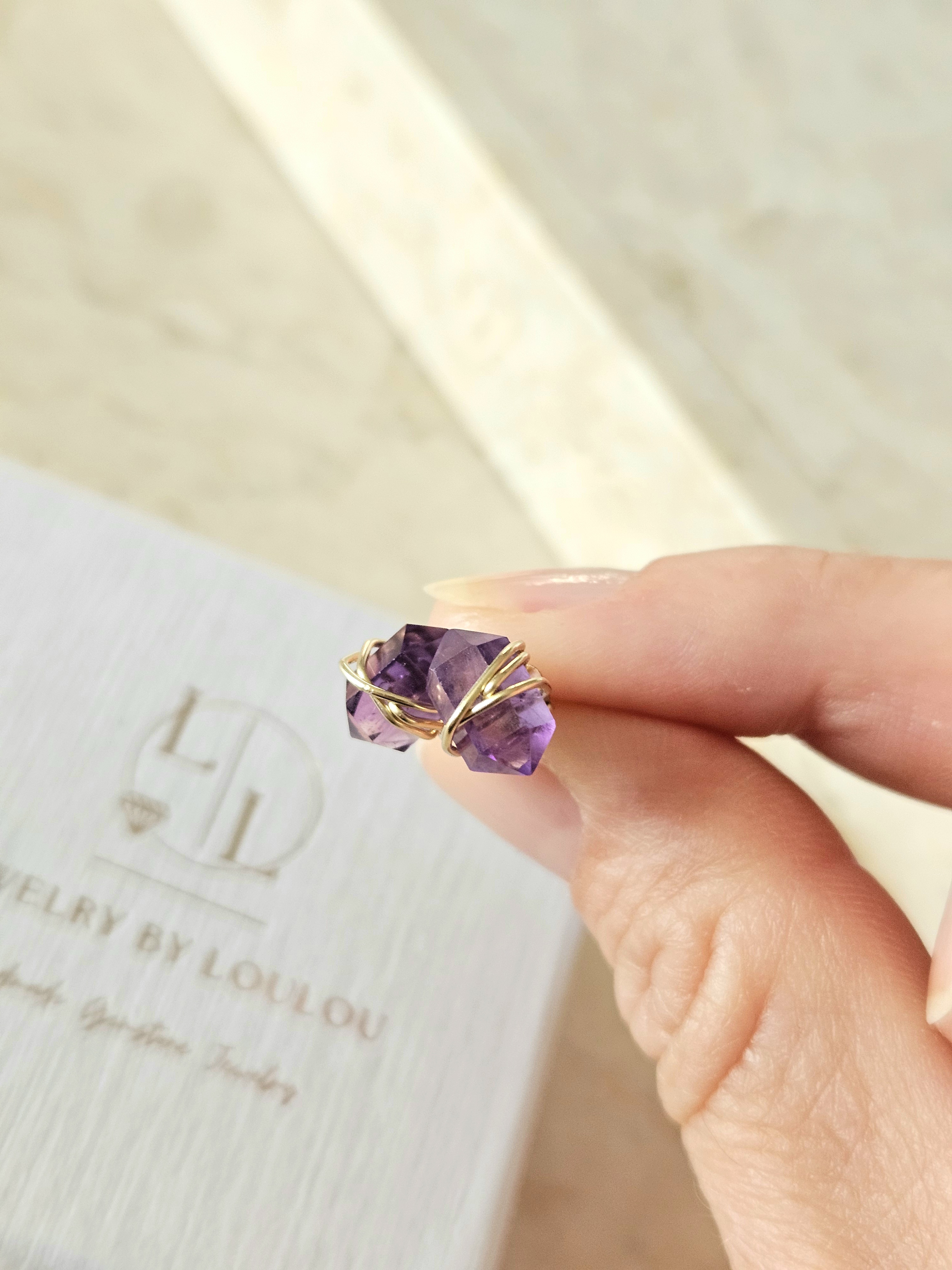 Amethist studs oorbellen  14k goldfilled & 925 sterling zilver