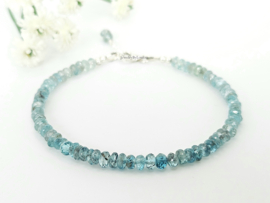 Natuurlijke blauwe Zirkoon edelstenen kralen armband, leverbaar 14k goldfilled - 925 sterling zilver