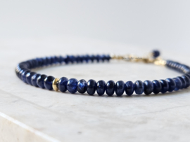 Blauwe Saffier kralen armband, leverbaar 14k goldfilled - 925 sterling zilver