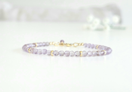 Amethist kralen armband     925 sterling zilver   -   14k goldfilled