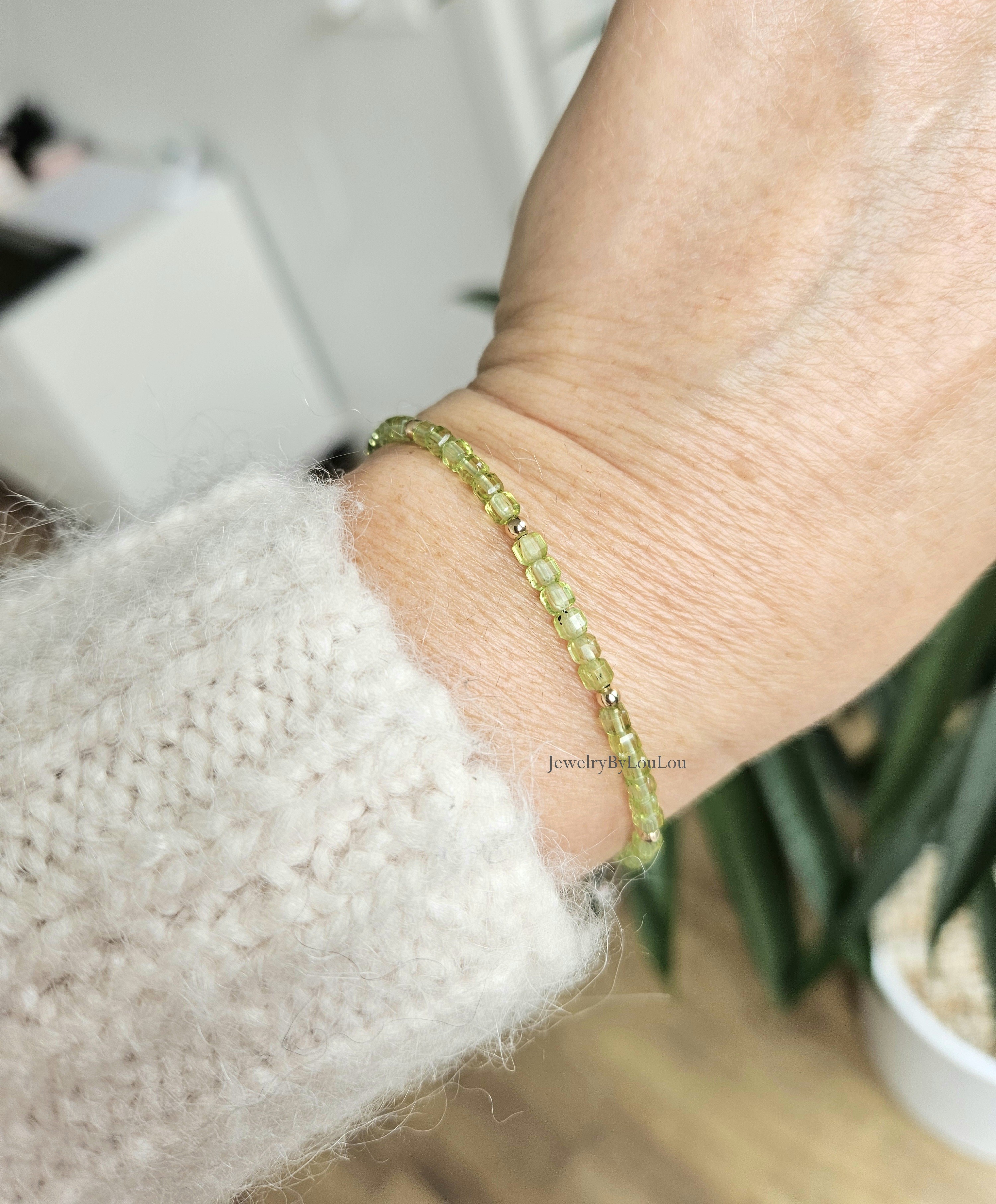 AAA Peridoot kralen armband, 14k goldfilled & 925 sterling zilver
