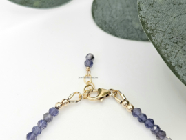 Ioliet en groene Toermalijn armband, 14k goldfilled & 925 sterling zilver