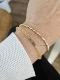 Citrine and green raw diamond beaded bracelet, 14k goldfilled & 925 sterling silver
