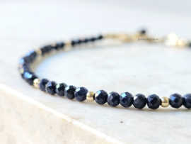 Sapphire bracelet dark blue, 14k goldfilled