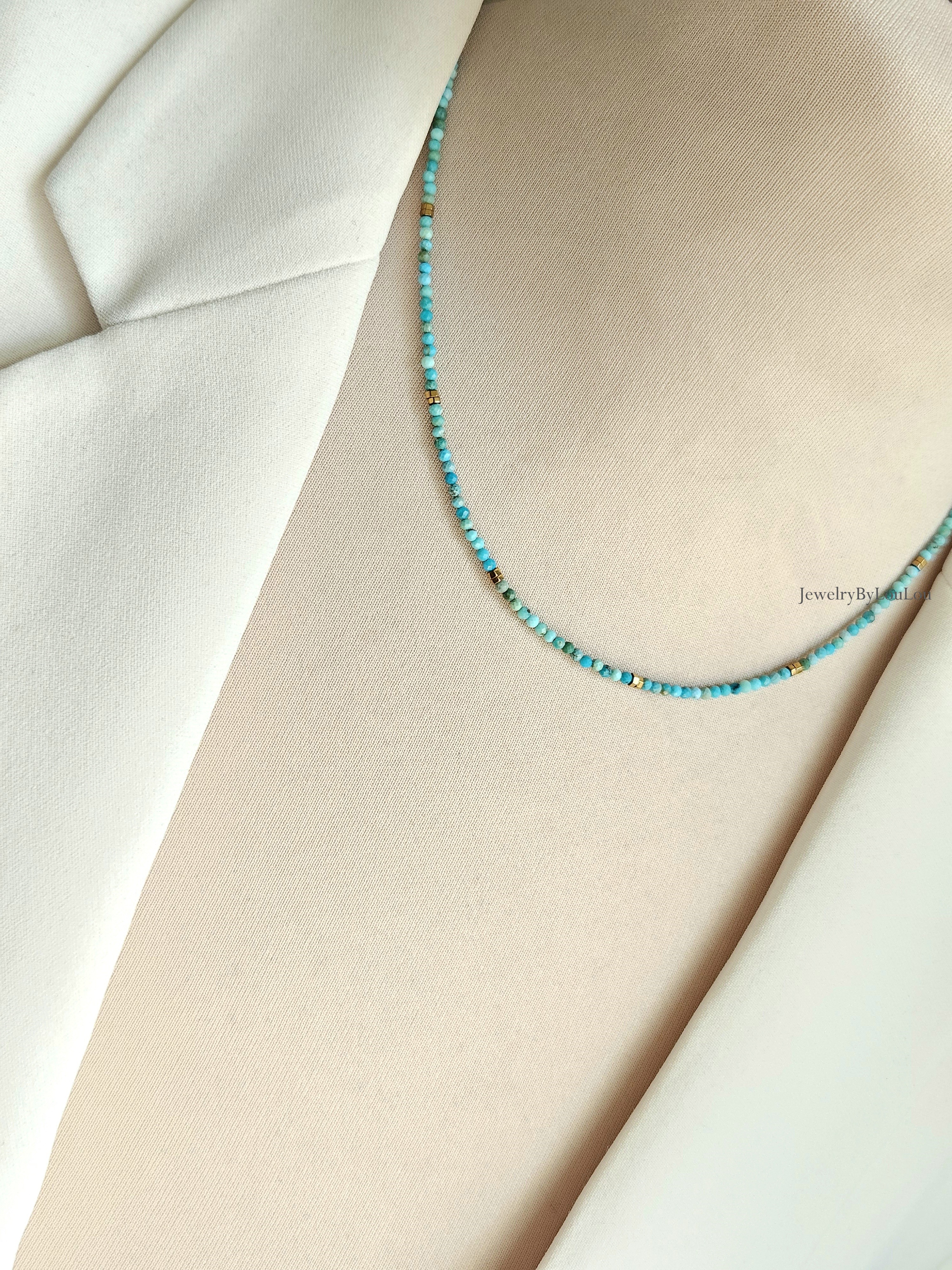 Arizona Turquoise beaded necklace, 14k goldfilled - 925 sterling silver