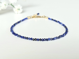 Natuurlijke Sodaliet edelstenen kralen armband, 14k goldfilled - 925 sterling zilver