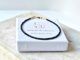 Fijn zwart Spinel kralen armband, 14k goldfilled - 925 sterling zilver