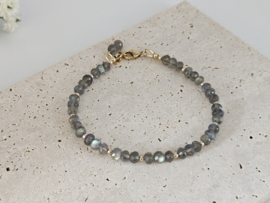Labradoriet kralen armband   14k goldfilled 925 sterling zilver