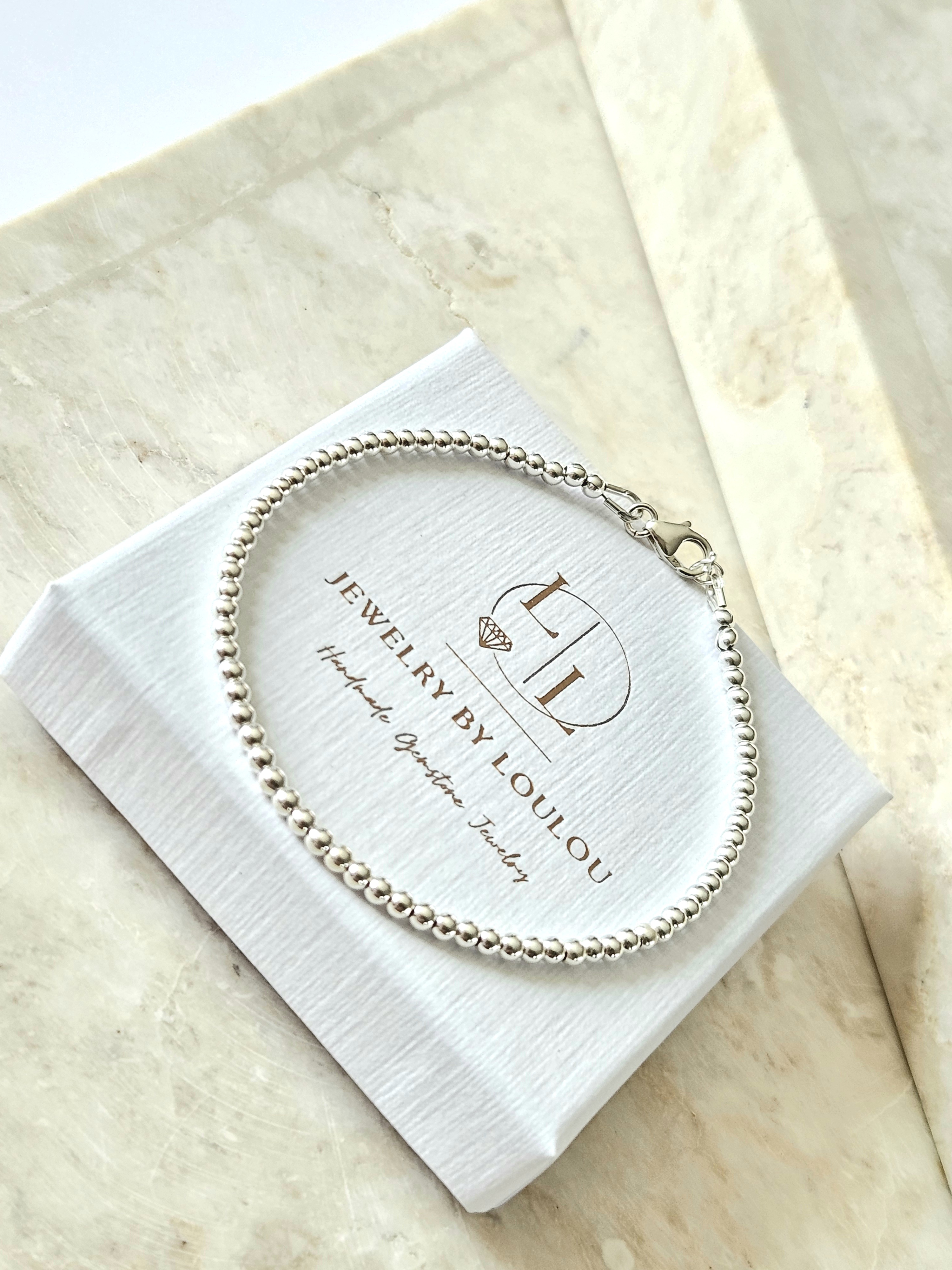 925 sterling zilver kralen armband 2.5mm, leverbaar met sluiting - elastiek