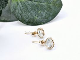 Aquamarijn studs oorbellen, leverbaar in 14k goldfilled & 925 sterling zilver