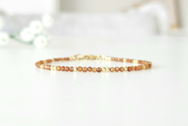 Hessoniet granaat armband, 14k goldfilled & 925 sterling zilver