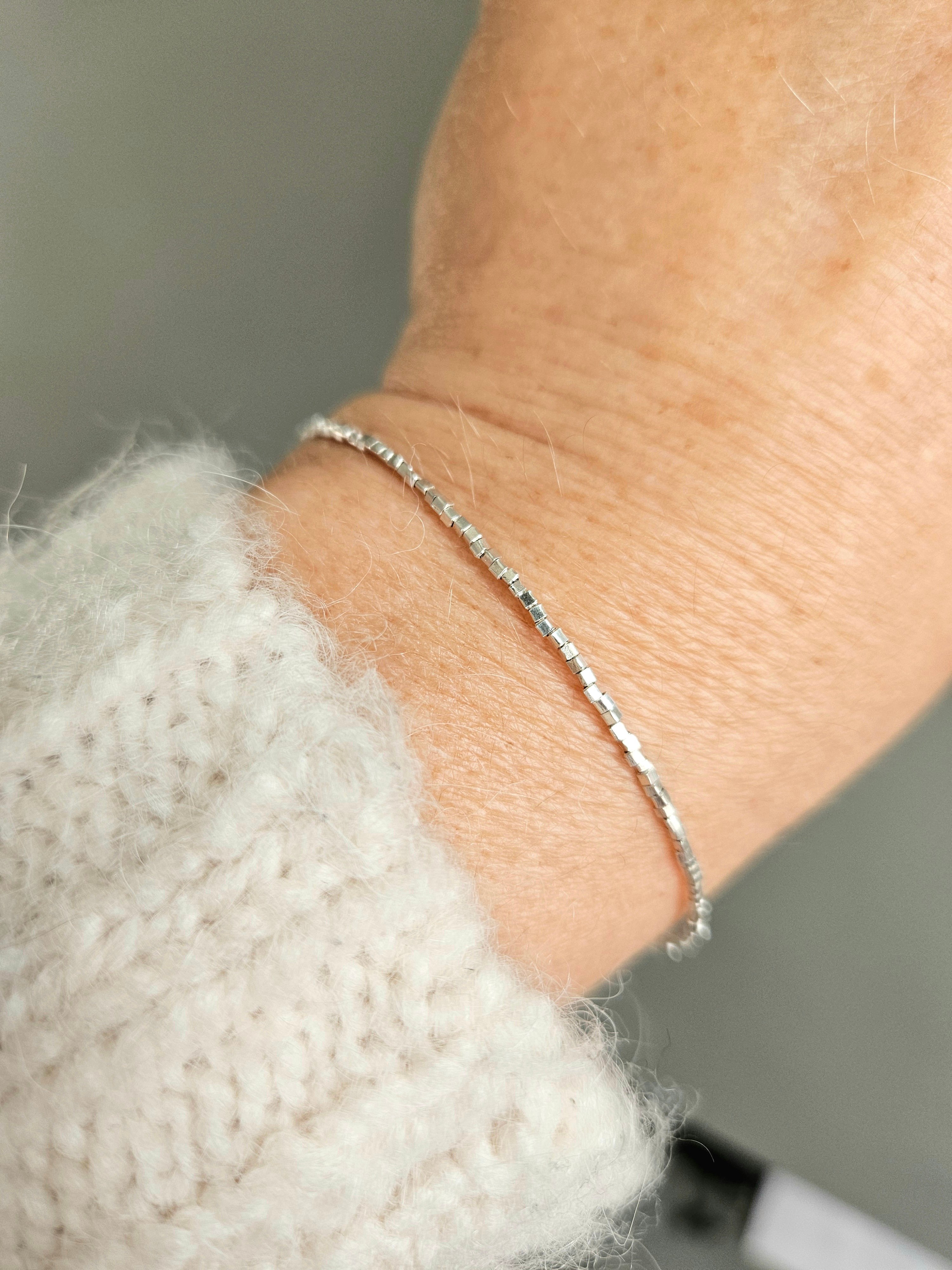 925 sterling silver hill tribe beaded braclet 1mm