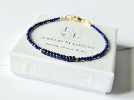 Lapis Lazuli  en Kyaniet kralenarmband, 14k goldfilled - 925 sterling zilver