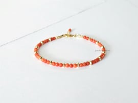 Italian coral beaded bracelet, 14k goldfilled & 925 sterling silver