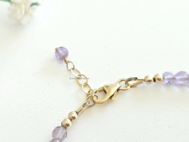 Amethist kralen armband     925 sterling zilver   -   14k goldfilled