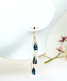 Teal blue Kyaniet oorbellen  14k goldfilled