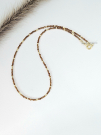 Hessonite garnet bead necklace, 14k goldfilled - 925 sterling silver