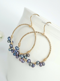 Peacock freshwater pearls earrings  14k goldfilled